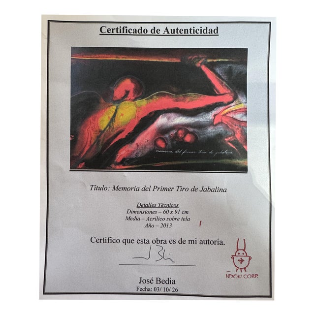 José Bedia, the Javelin Thrower, 2013, Oil on Canvas For Sale