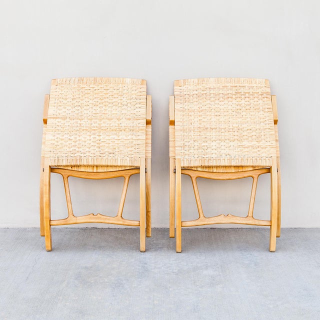 2000 - 2009 Hans Wegner Model 512 Folding Chairs in Rattan & Ash For Sale - Image 5 of 18