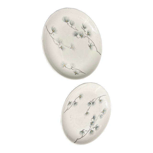Pair of Ceramic Mikasa Pine Plates For Sale