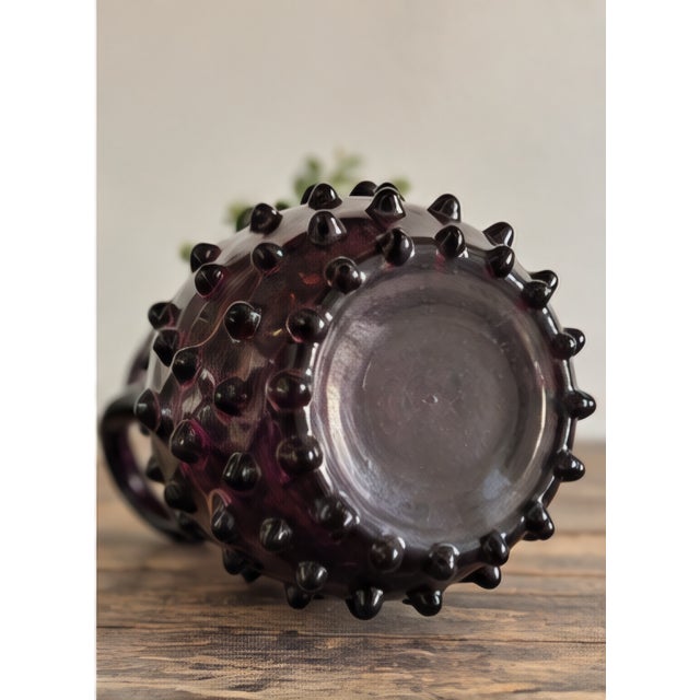 Vintage Amethyst Purple Hobnail Art Glass Pitcher For Sale - Image 4 of 5