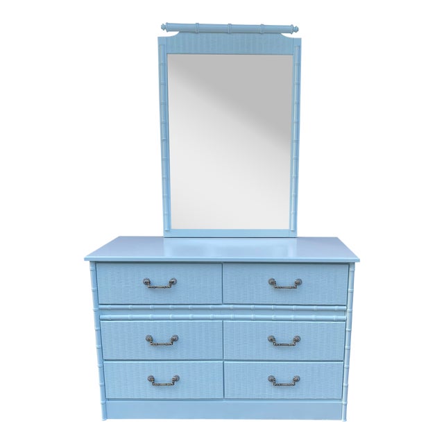 Vintage Faux Bamboo Dresser and Mirror Set of 2 Chairish