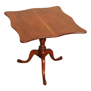Antique Early American Cherry Tilt Top Tea Table For Sale