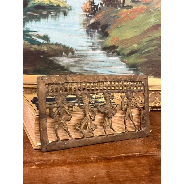 Brown 1970s Primitive Brass-Tone Metal Tribal Wall Decor/Art Piece For Sale - Image 8 of 8