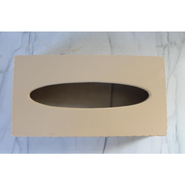 Mid-Century Modern Vintage Beige Faux Bamboo Resin Tissue Box Cover For Sale - Image 3 of 7