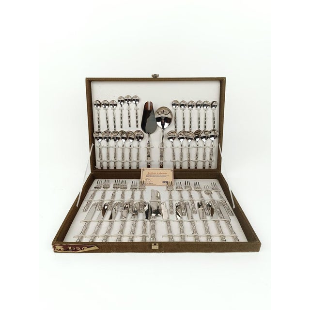 A Mid Century Modern dessert cutlery set made in Italy by the historic cutlery company "San Marco" still operating in the...