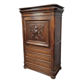 Renaissance-Style Secretaire in Carved Walnut For Sale