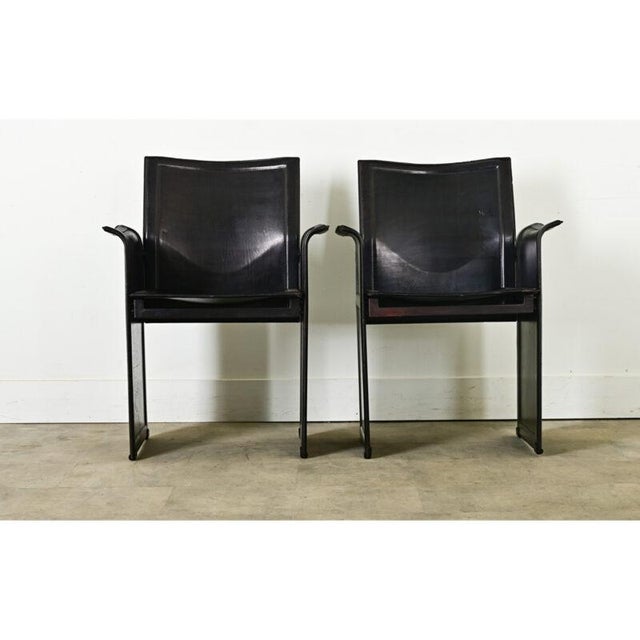 Late 20th Century Vintage Italian Matteo Grassi Leather Armchairs - A Pair For Sale - Image 5 of 12