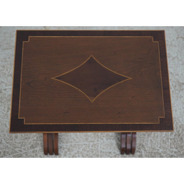 Traditional High Quality Inlaid Mahogany Nesting Stack Tables For Sale - Image 3 of 12