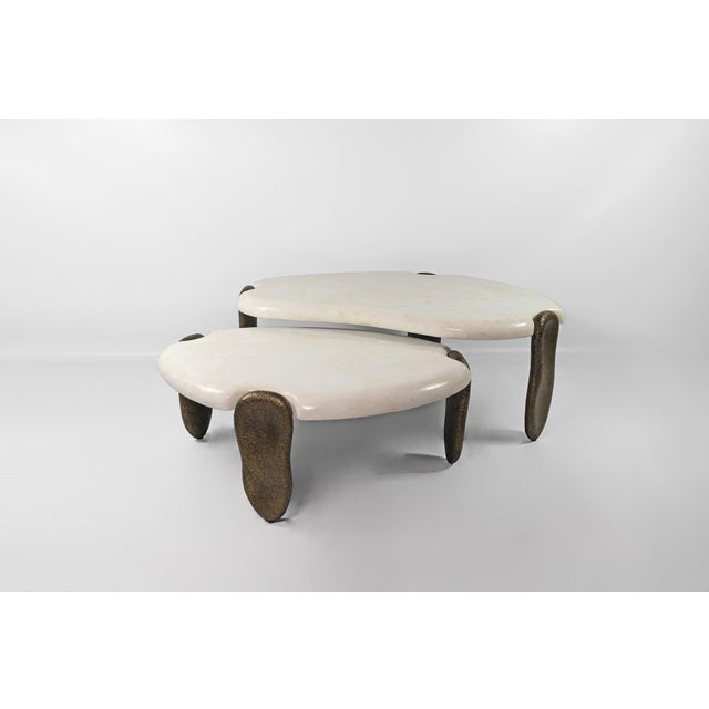 White Rock Crystal and Bronze Fiber Coffee Tables by Ginger Brown, Set of 2 For Sale - Image 10 of 10