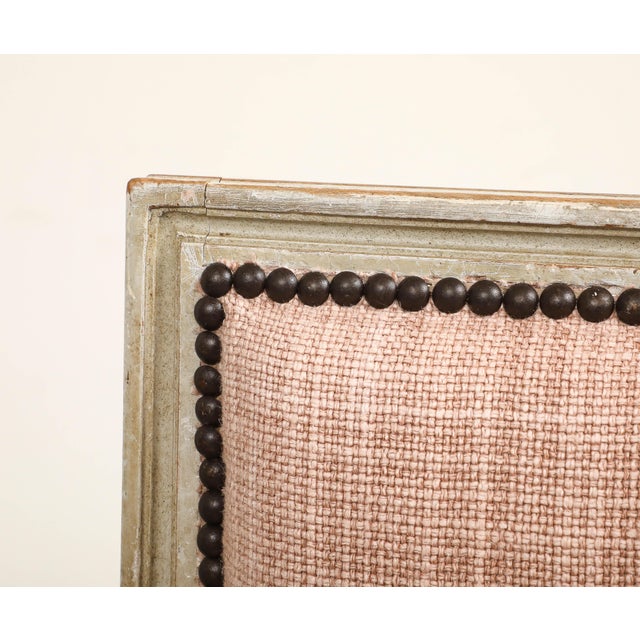 Pair of Painted French Louis XVI Style Side Chairs in Rose Tarlow Blush Linen For Sale - Image 9 of 11