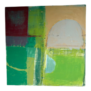 Colorful Mid-Century Abstract Painting on Board, 30” X 30”