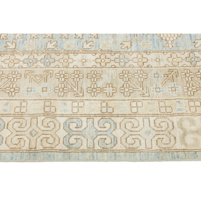 2020s Modern Khotan Style Pomegranate Tree Rug – Sky Blue & Ivory Hand-Knotted Wool For Sale - Image 5 of 11
