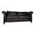 Black Leather Sofa With Carved Wood Base – Classic Rolled Arm Design For Sale