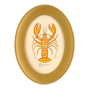 Original Hand-Painted Orange Crab Painting in a Hand-Painted Frame