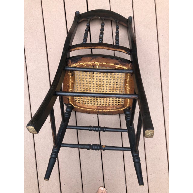 Vintage Hitchcock Cane Seat Spindle Accent Chair For Sale In Denver - Image 6 of 11