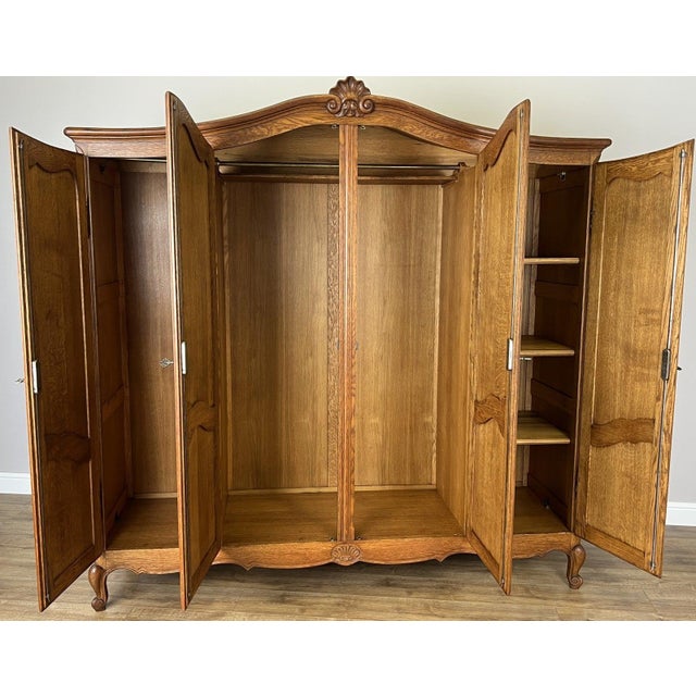 Vintage French Louis XVI Style Wardrobe in Oak For Sale - Image 13 of 15