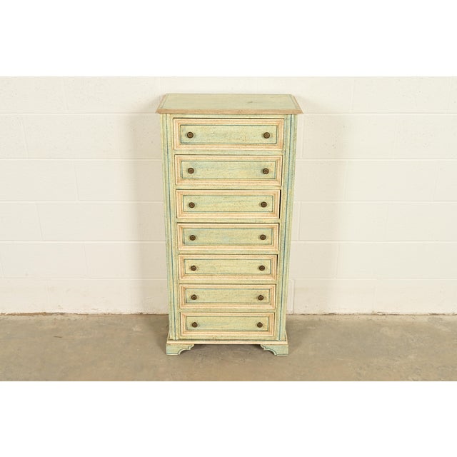 A gorgeous Italian Neoclassical or Louis XVI style seven-drawer lingerie chest or semainier In the manner of Baker...