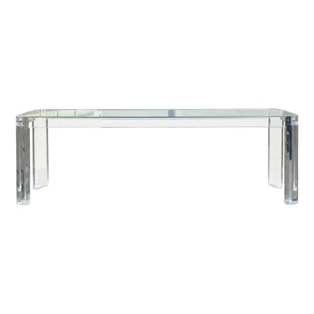 1980s Postmodern Lucite and Glass Console Table For Sale