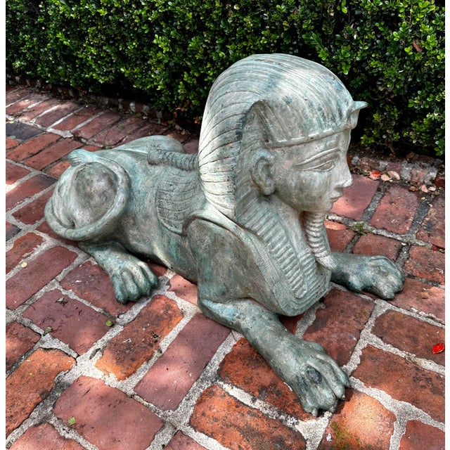 Large Grand Tour Bronze Sphinx in Repose Statue For Sale - Image 10 of 12