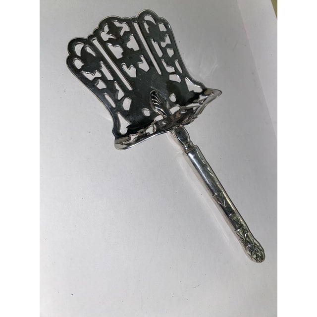Ornate Antique Silver-Plated Asparagus Server With Pierced Decorative Blade. For Sale - Image 11 of 12