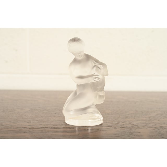 Lalique Lady Diane With Fawn Art Deco Frosted Crystal Figurine For Sale - Image 11 of 11