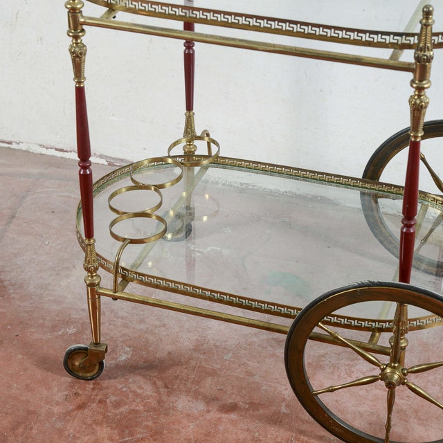 Gold Vintage Serving Trolley with Glass Trays For Sale - Image 8 of 9