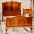 English Vintage Mahogany Queen Anne Style Bedroom Matching Bedframe & Nightstand Brass Bail Pulls For Sale - Image 3 of 4