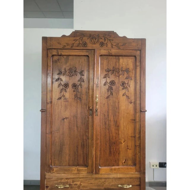 Art Nouveau Wooden 2-Door Wardrobe, 1920s For Sale - Image 3 of 15
