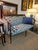 Blue Handsome Hand Carved 19th C. Sheridan Settee or Sofa Upolstered in Designer Silk Cut Velvet For Sale - Image 8 of 8