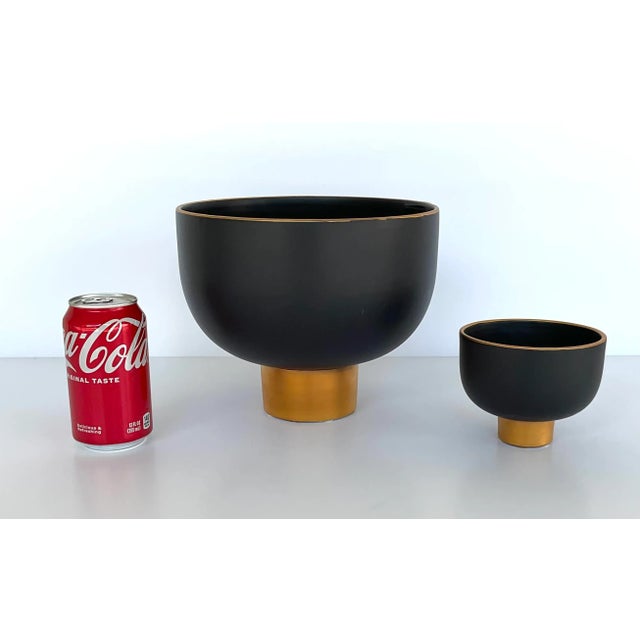 Stylish Revelation Modern Black and Gold Offering Bowls Set of 2, showroom floor samples Small: 4.5x4.5x7.5
