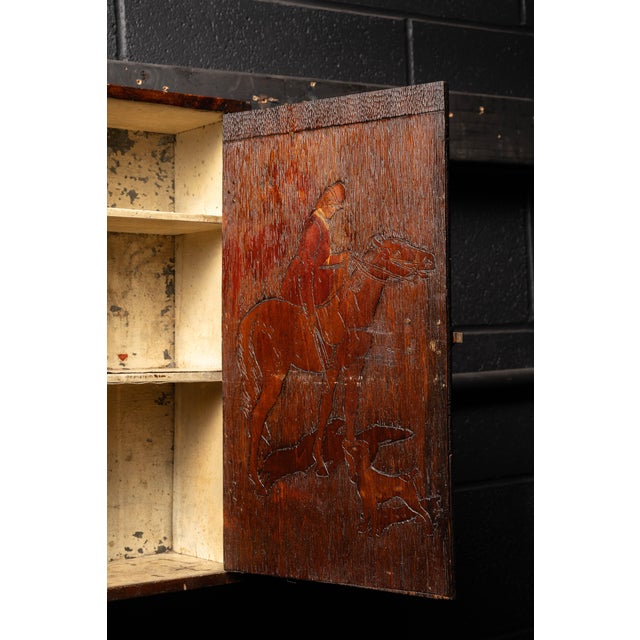 Brown 1900s Tramp Art Wooden Medicine Cabinet For Sale - Image 8 of 9