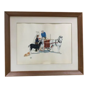 Vintage Figurative Painting of Early America
