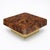 Coffee table from France made of burled wood which has been lacquered. The top sits on a brass covered base. There are...