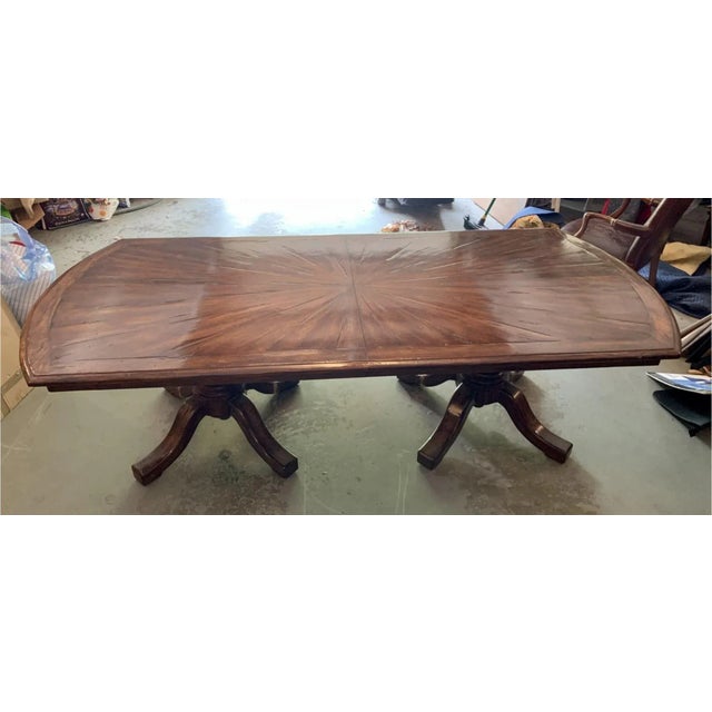 English Double Pedestal Custom Dining Table For Sale - Image 3 of 8