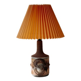 Danish Ceramic Table Lamp by Ib Oluf Hansen with Pleated Shade, 1960s For Sale