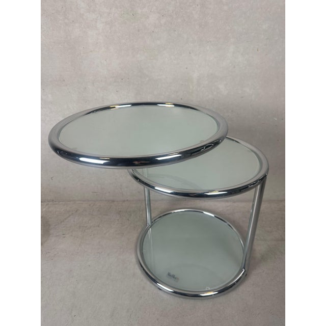 Vintage Italian Side Table in Chrome and Glass, 1980s For Sale - Image 10 of 12