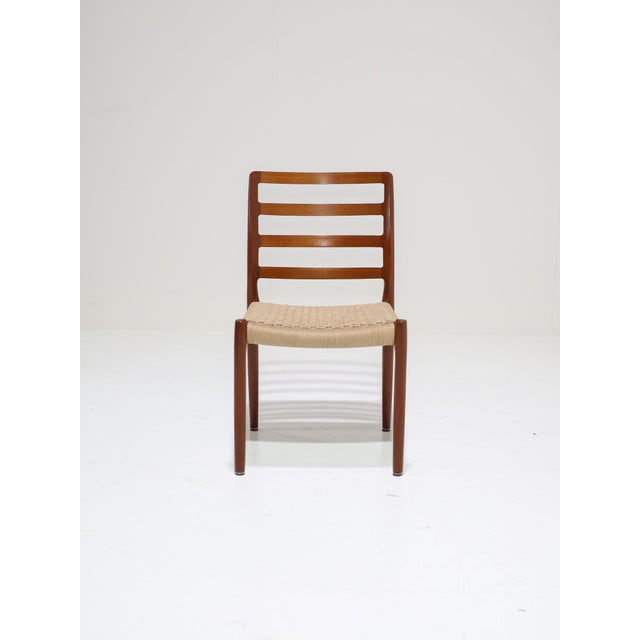 Vintage Model 85 Dining Chairs in Teak and Papercord by N.O. Møller for J.L. Møllers, 1960s, Set of 6 For Sale - Image 6 of 17
