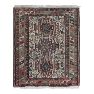 Vintage Animal Pattern Soumac Kilim Rug For Sale