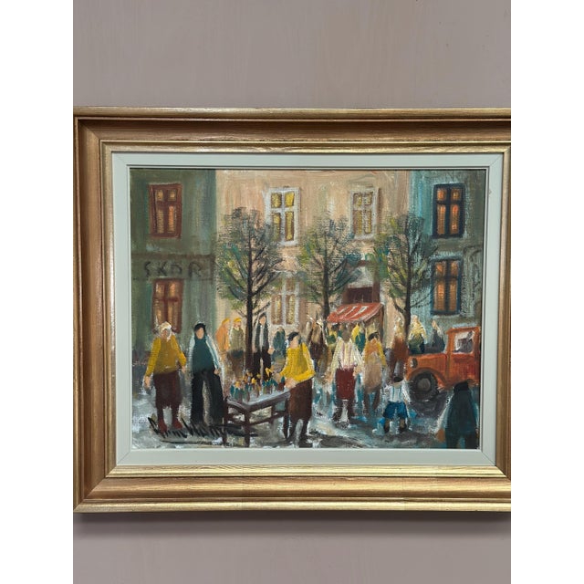 Arne Wallsten, Market Scene, 1960s, Oil Painting on Canvas, Framed For Sale - Image 15 of 18