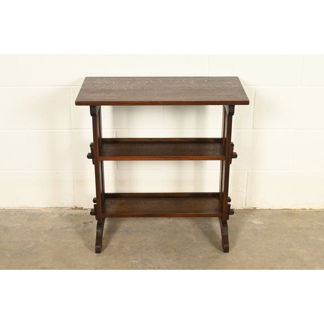Mission Roycroft Antique Mission Oak Arts & Crafts "Little Journeys" Bookstand, Circa 1910 For Sale - Image 3 of 13