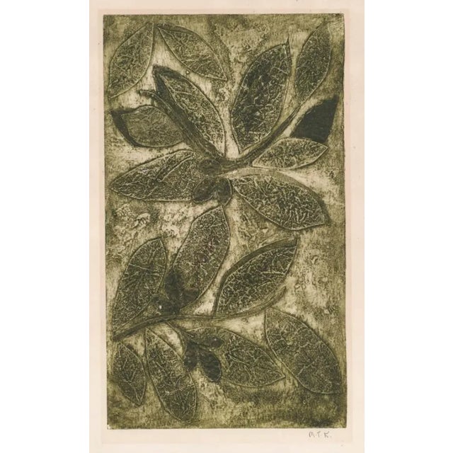 Traditional 1960 Modern Botanical Collagraph For Sale - Image 3 of 3