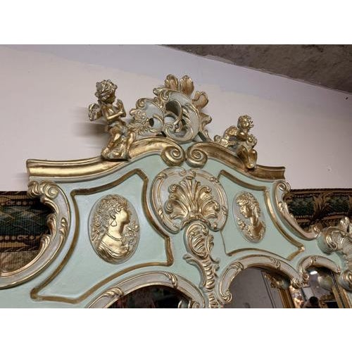 French Style Mirror with Cherub and Plaques For Sale - Image 5 of 6