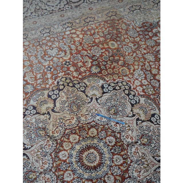 Vintage Large Silk Rectangular Tebriz Carpet Rug For Sale - Image 9 of 11