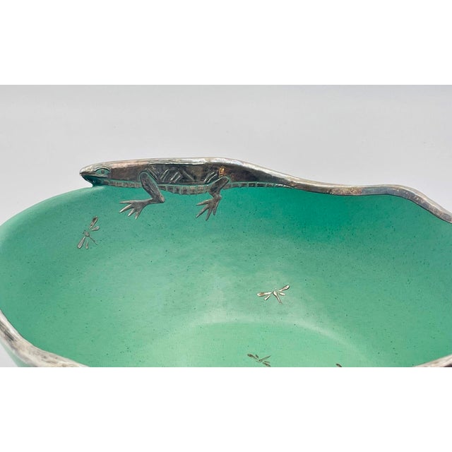 Emilia Castillo Porcelain & Pure Silver Lizard Bowl, Taxco Mexico, Signed 1996 For Sale - Image 11 of 18
