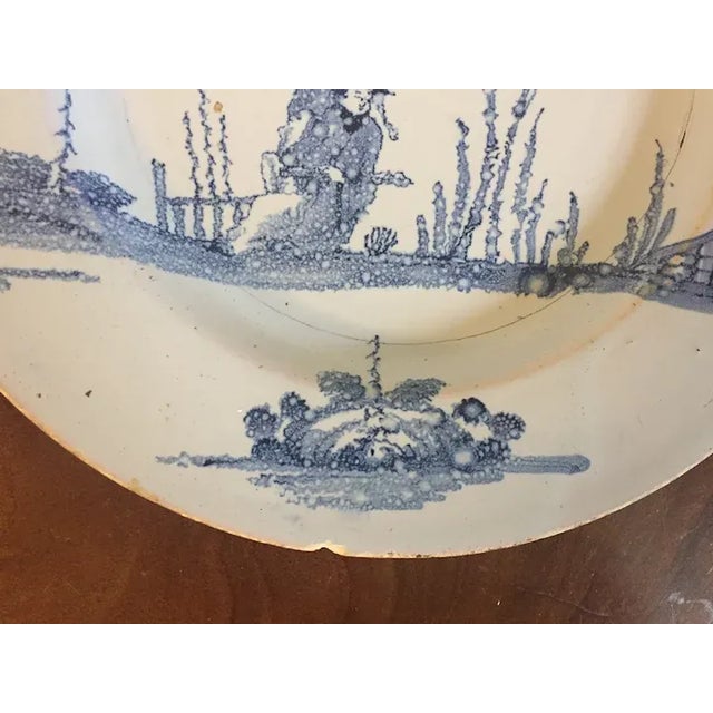 Blue Antique 18th Century English London Delft Blue & White Faience Platter in the Chinese Kangxi Taste For Sale - Image 8 of 11