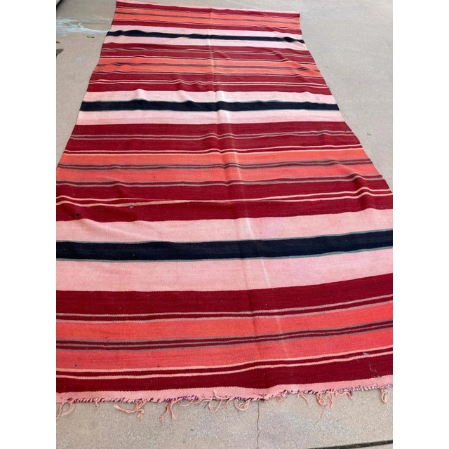 Moroccan Vintage Flat-Weave Tribal Kilim Rug For Sale - Image 9 of 13