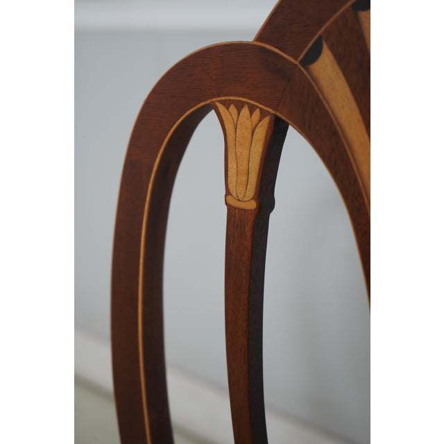 Set of 6 Baker Inlaid Mahogany Norfolk Hepplewhite Dining Room Chairs For Sale - Image 12 of 18