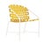 Brown Jordan Kantan Aluminum Arm Chair in Chalk with Yellow Vinyl Strapping For Sale