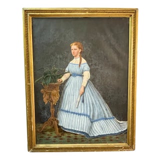 Alfred Emile Leopold Stevens, Portrait of Young Woman, 19th Century, Gouache For Sale