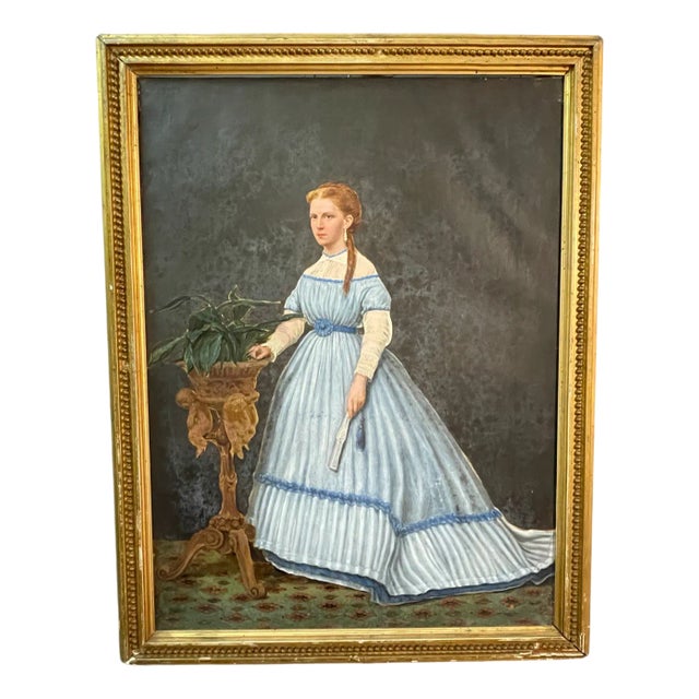 Alfred Emile Leopold Stevens, Portrait of Young Woman, 19th Century, Gouache For Sale